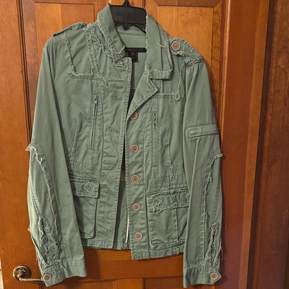 Marc Jacobs Distressed Military-Style Jacket - Sage Green